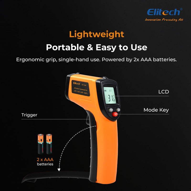 DIT - 220 Infrared Thermometer – High - Precision, Non - Contact Temperature Gun with Laser Targeting, Adjustable Emissivity, and Self - Calibration - Elitech Technology, Inc.