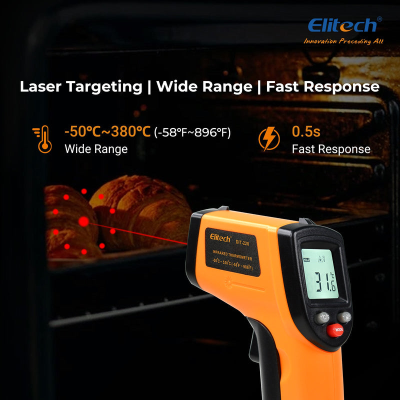 DIT - 220 Infrared Thermometer – High - Precision, Non - Contact Temperature Gun with Laser Targeting, Adjustable Emissivity, and Self - Calibration - Elitech Technology, Inc.