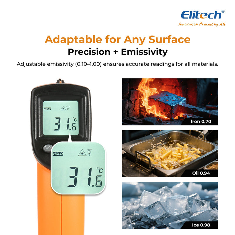 DIT - 220 Infrared Thermometer – High - Precision, Non - Contact Temperature Gun with Laser Targeting, Adjustable Emissivity, and Self - Calibration - Elitech Technology, Inc.