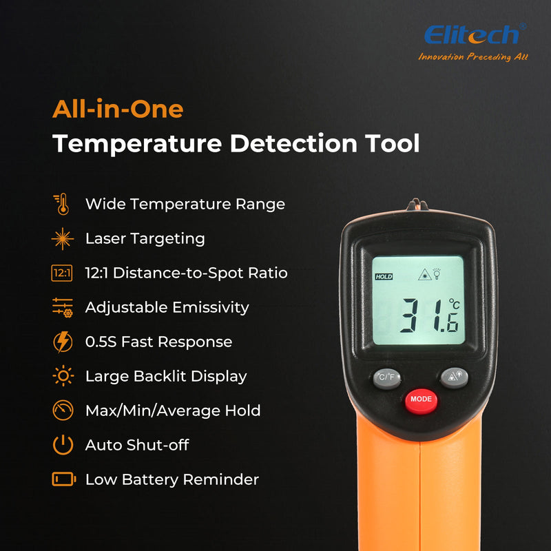 DIT - 220 Infrared Thermometer – High - Precision, Non - Contact Temperature Gun with Laser Targeting, Adjustable Emissivity, and Self - Calibration - Elitech Technology, Inc.