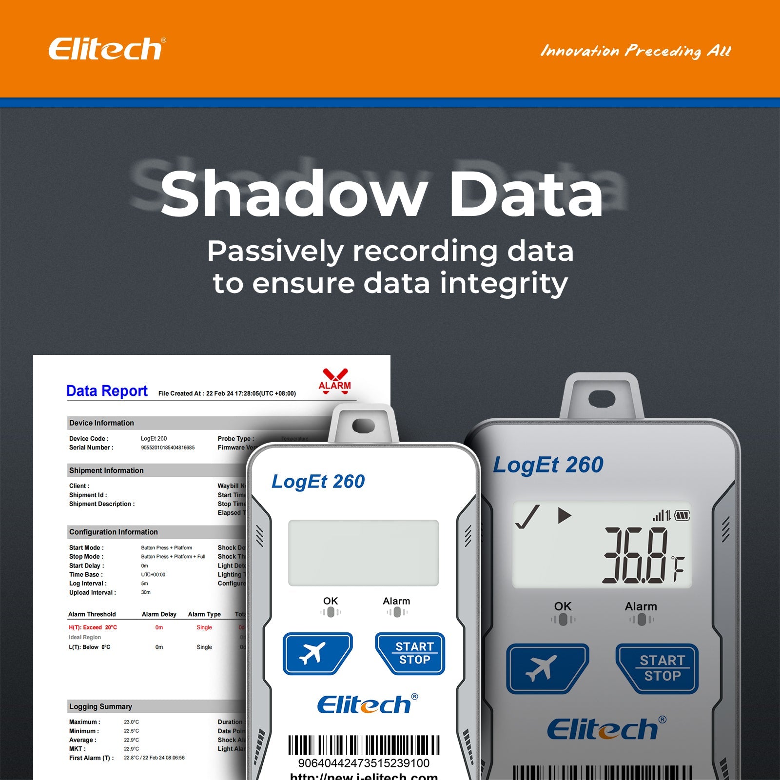 Elitech 4G GPS Reusable Real - time Temperature Humidity Data Logger Light/Shock/Location, Built - in SIM Card, Shadow Data,Airplane mode,Cloud Data Storage,SMS/Email/APP/Web Alarm,100000 Points,Loget 260 - THE - Elitech Technology, Inc.