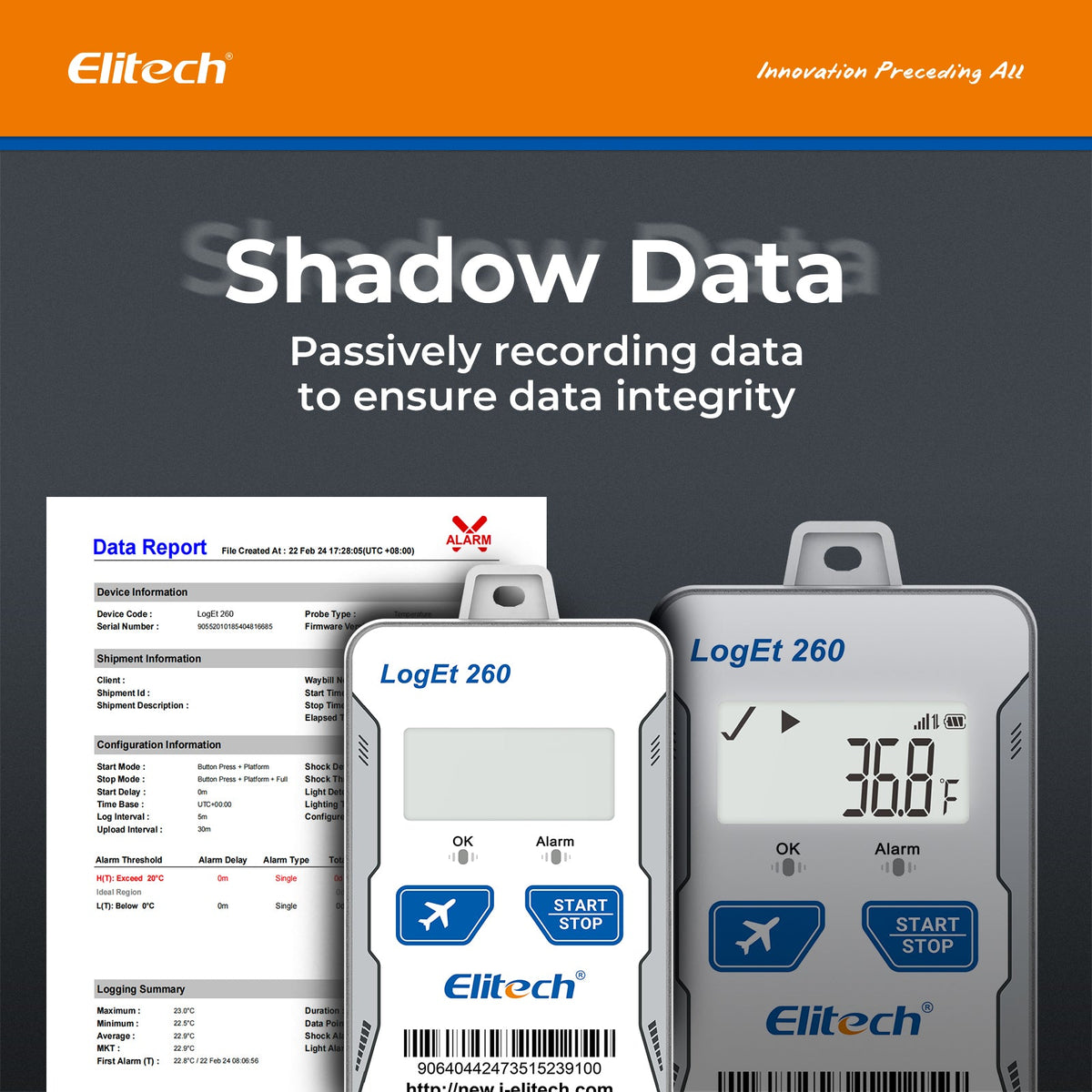 Elitech 4G GPS Reusable Real - time Temperature Humidity Data Logger Light/Shock/Location, Built - in SIM Card, Shadow Data,Airplane mode,Cloud Data Storage,SMS/Email/APP/Web Alarm,100000 Points,Loget 260 - THE - Elitech Technology, Inc.