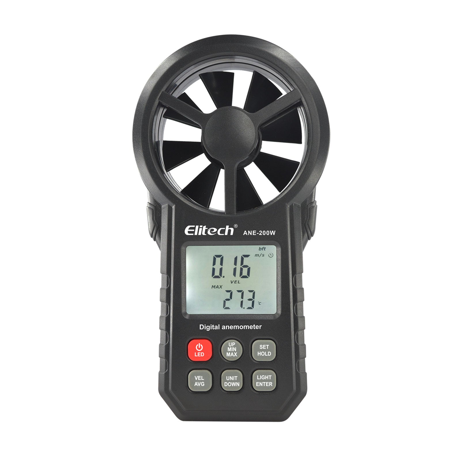 Elitech ANE - 200W Bluetooth Anemometer, Digital Wind Speed Meter with Temperature and USB Data Export, CFM/CMM Air Flow Measurement, for HVAC and Environmental Testing - Elitech Technology, Inc.
