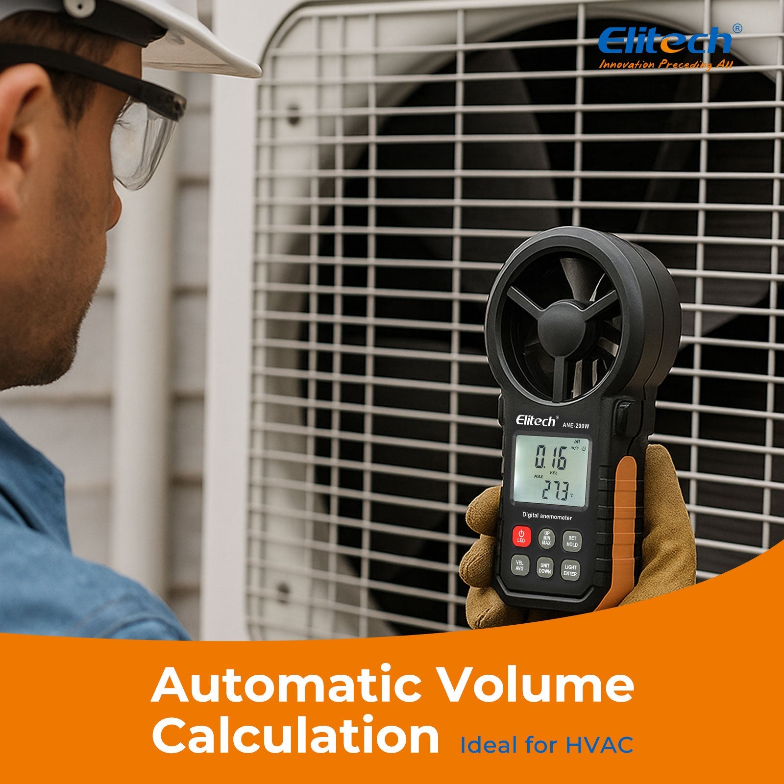 Elitech ANE - 200W Bluetooth Anemometer, Digital Wind Speed Meter with Temperature and USB Data Export, CFM/CMM Air Flow Measurement, for HVAC and Environmental Testing - Elitech Technology, Inc.