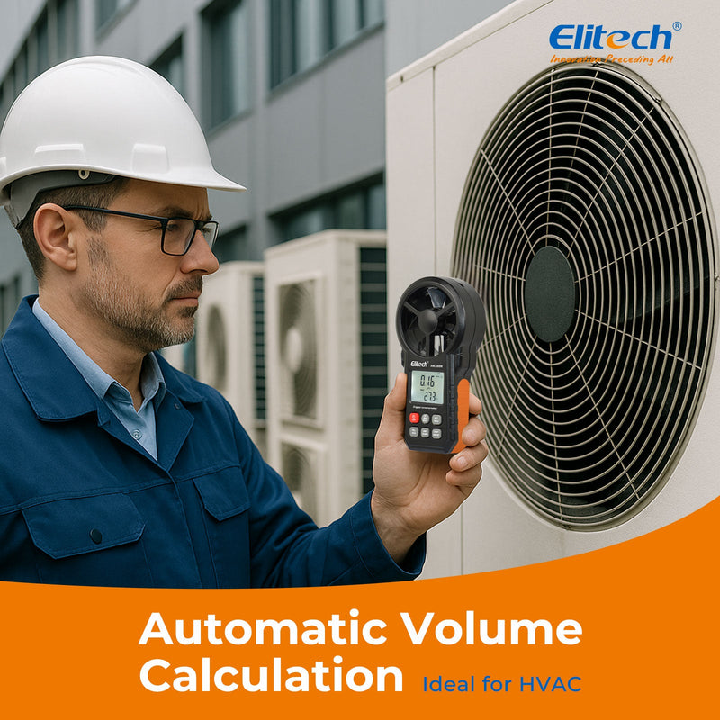 Elitech ANE - 200W Bluetooth Anemometer, Digital Wind Speed Meter with Temperature and USB Data Export, CFM/CMM Air Flow Measurement, for HVAC and Environmental Testing - Elitech Technology, Inc.