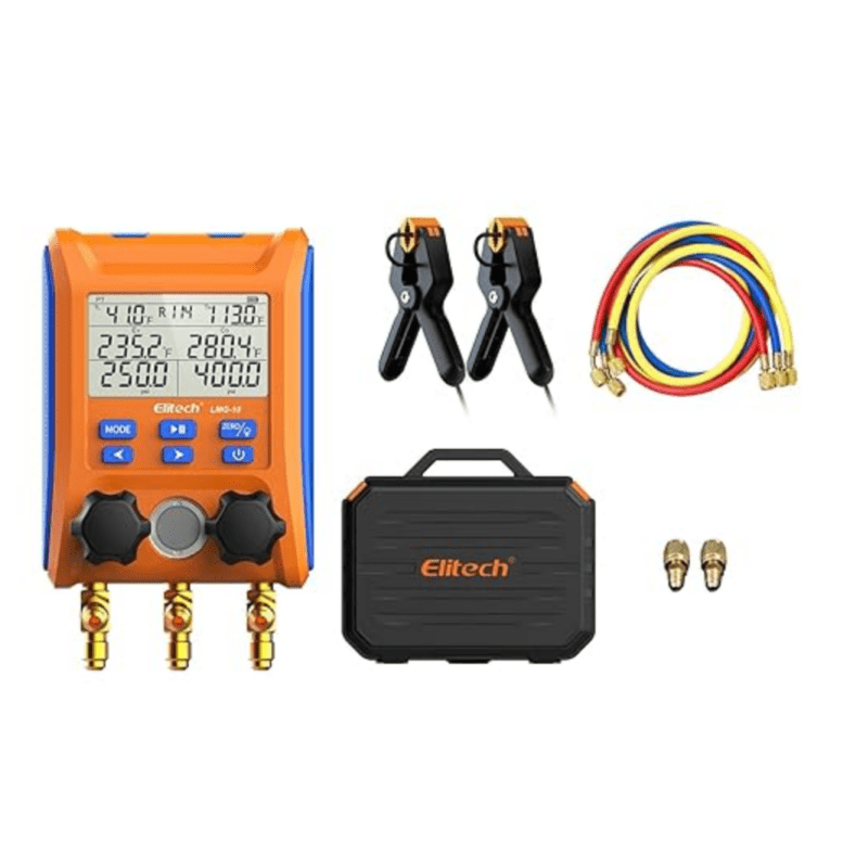 Elitech Digital Manifold Gauge 2 - Way Valve with Thermometer Clamps for HVAC Systems, LMG - 10Plus - Elitech Technology, Inc.