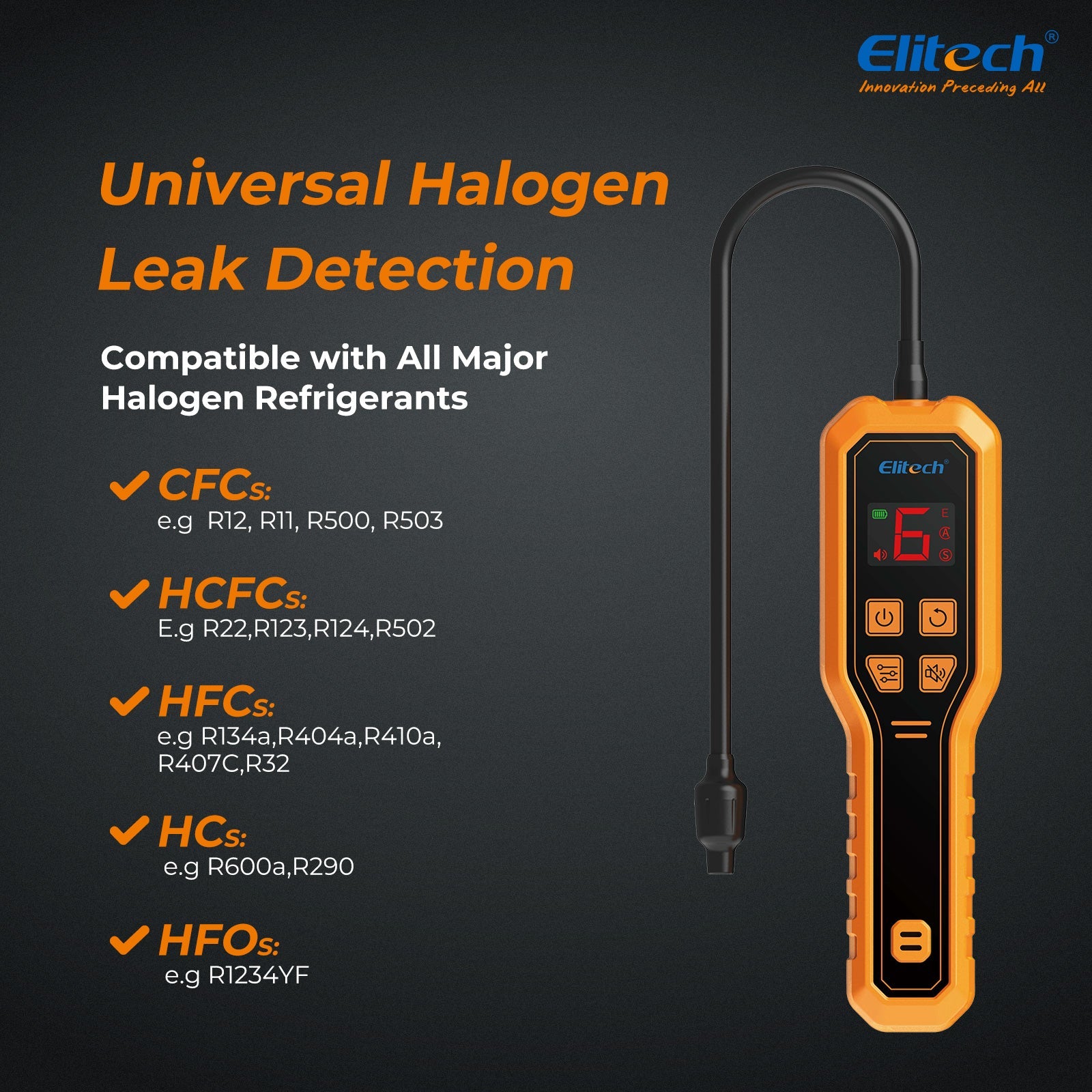 Elitech ELD - 210 Heated Diode Portable Semiconductor Refrigerant Leak Detector - High Sensitivity, Dual Alarm, Ergonomic Design for Quick & Accurate Leak Detection - Elitech Technology, Inc.