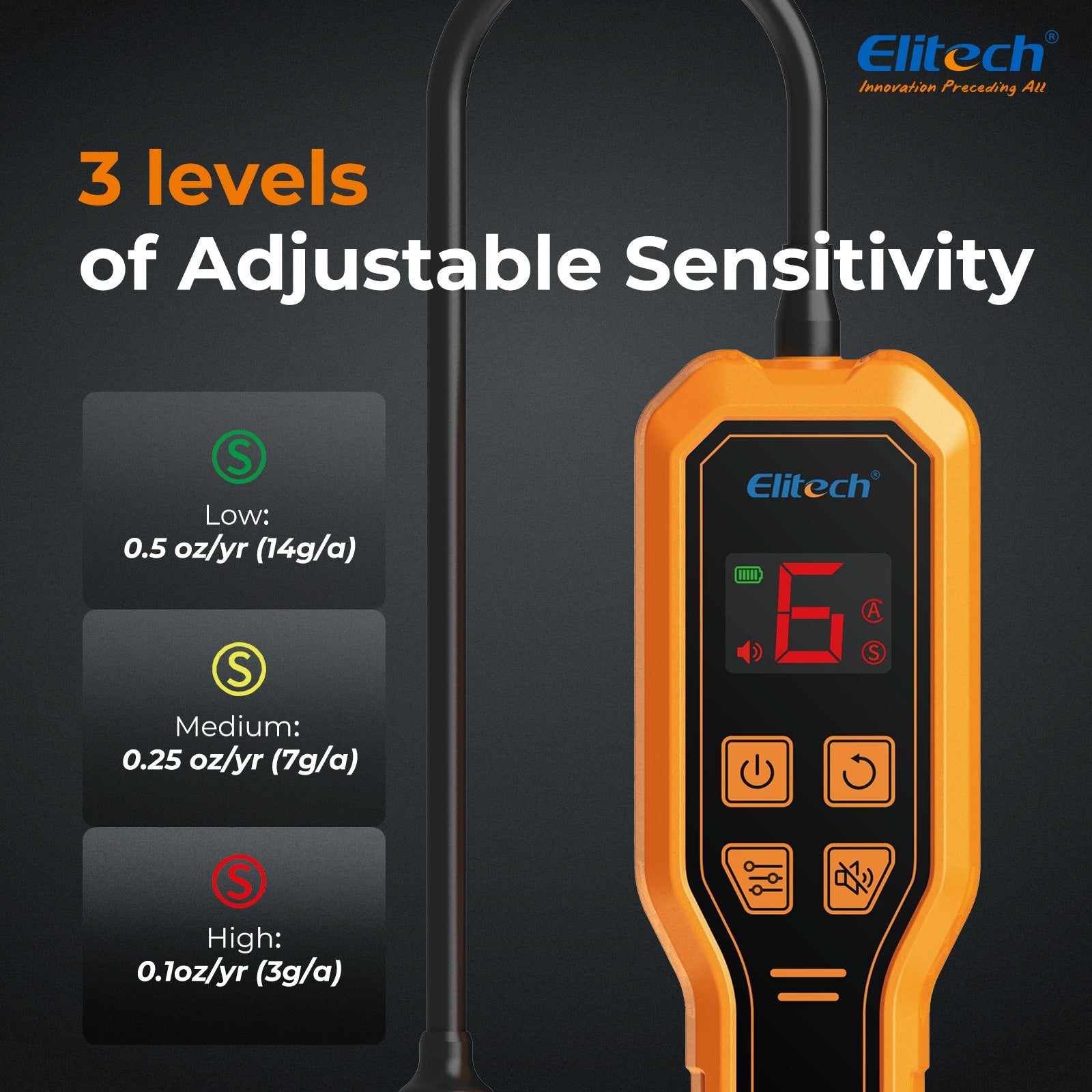Elitech ELD - 210 Heated Diode Portable Semiconductor Refrigerant Leak Detector - High Sensitivity, Dual Alarm, Ergonomic Design for Quick & Accurate Leak Detection - Elitech Technology, Inc.