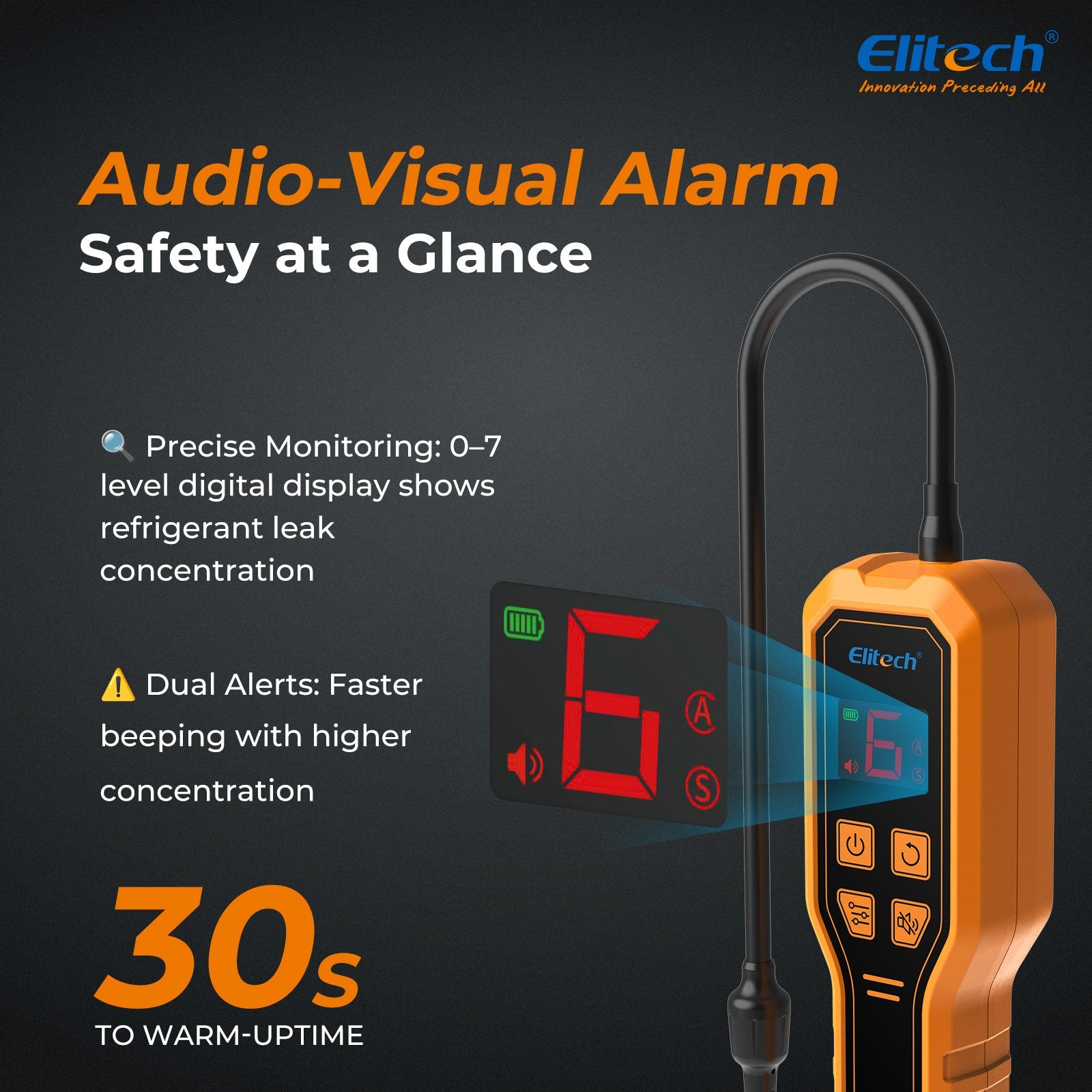 Elitech ELD - 210 Heated Diode Portable Semiconductor Refrigerant Leak Detector - High Sensitivity, Dual Alarm, Ergonomic Design for Quick & Accurate Leak Detection - Elitech Technology, Inc.