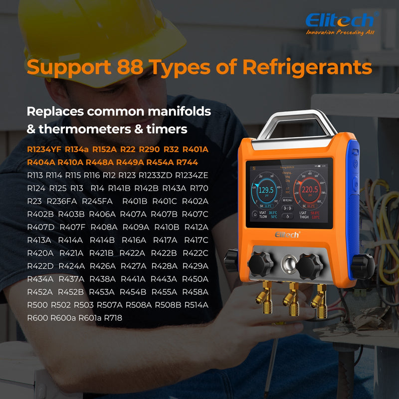 Elitech EMG Series Intelligent HVAC Digital Manifold with 5” Smart Touch Screen - Elitech Technology, Inc.