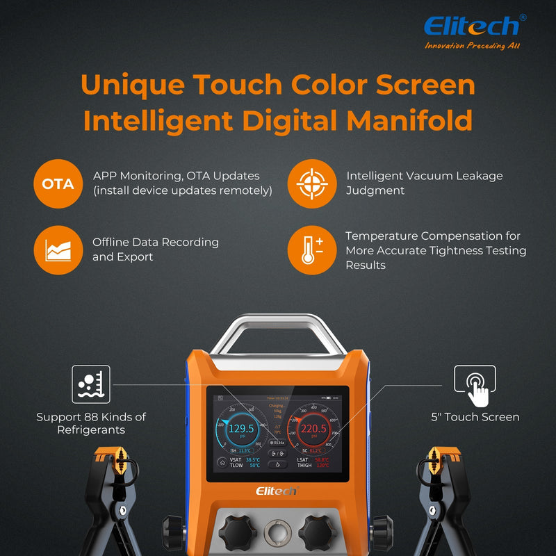 Elitech EMG Series Intelligent HVAC Digital Manifold with 5” Smart Touch Screen - Elitech Technology, Inc.