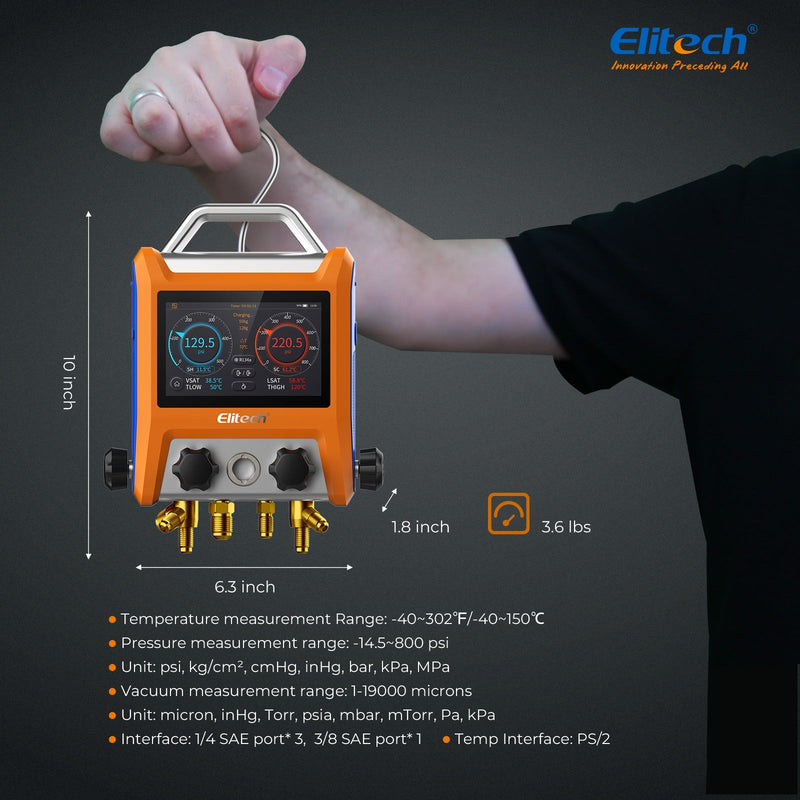 Elitech EMG Series Intelligent HVAC Digital Manifold with 5” Smart Touch Screen - Elitech Technology, Inc.