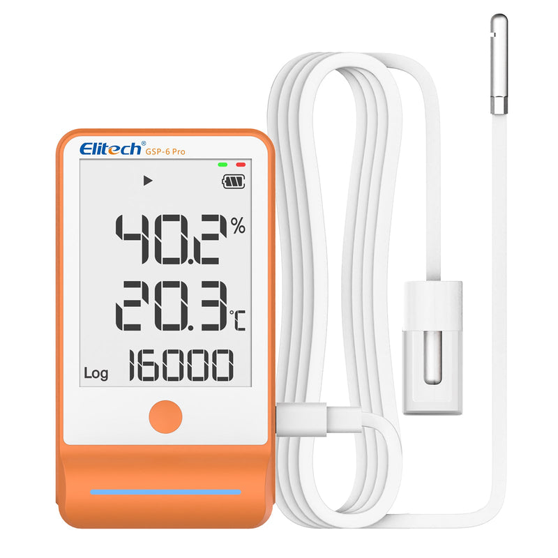 Elitech GSP - 6G Digital Temperature and Humidity Data Logger with Detachable Buffered Probe with Calibration Certificate - Elitech Technology, Inc.