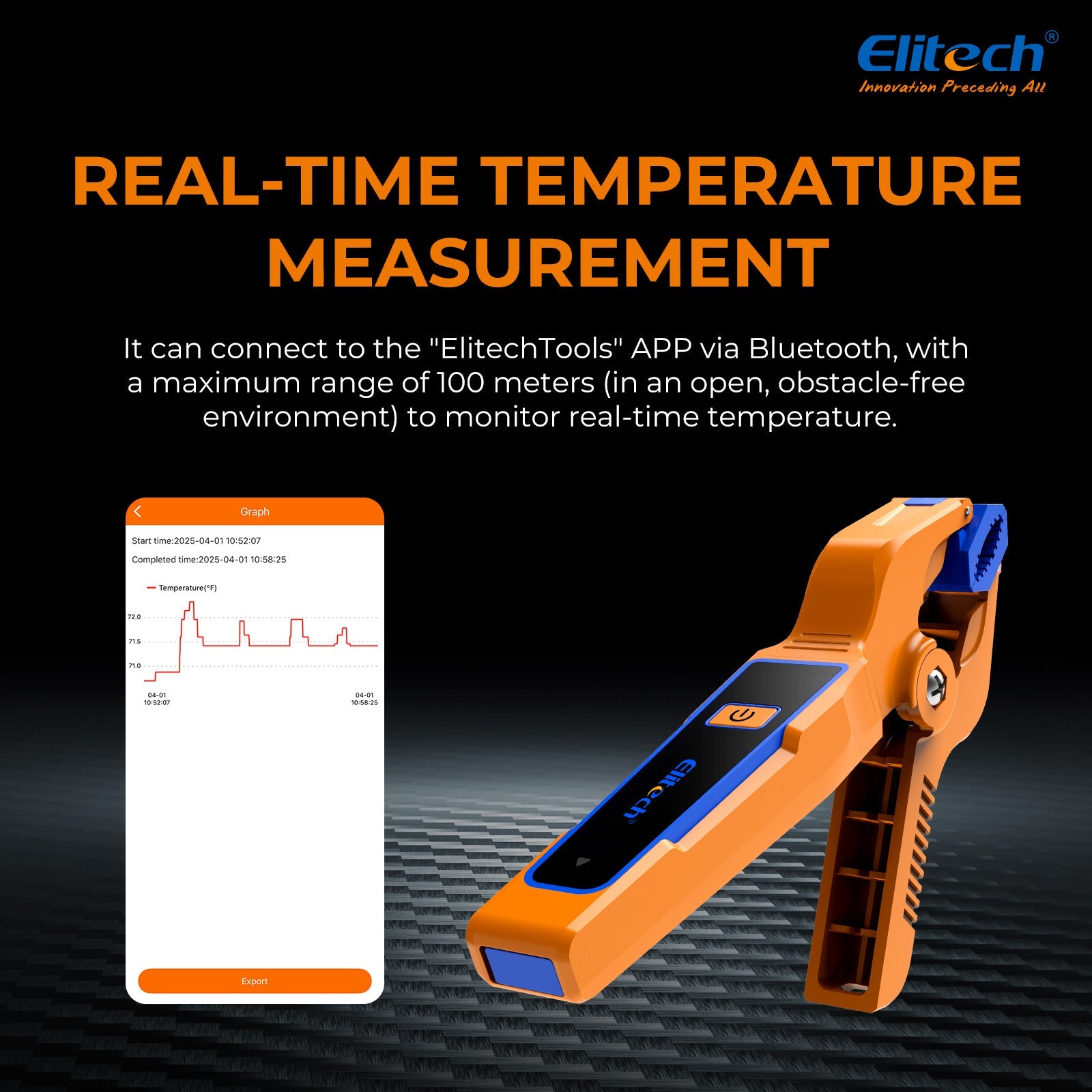 Elitech IPT - 01 Wireless Temperature Clamp for HVAC Heating and Cooling Systems – T - Type Thermometer, High Precision, Data Logging & Remote Monitoring –HVAC Temperature Probe with Bluetooth and App Operation - Elitech Technology, Inc.