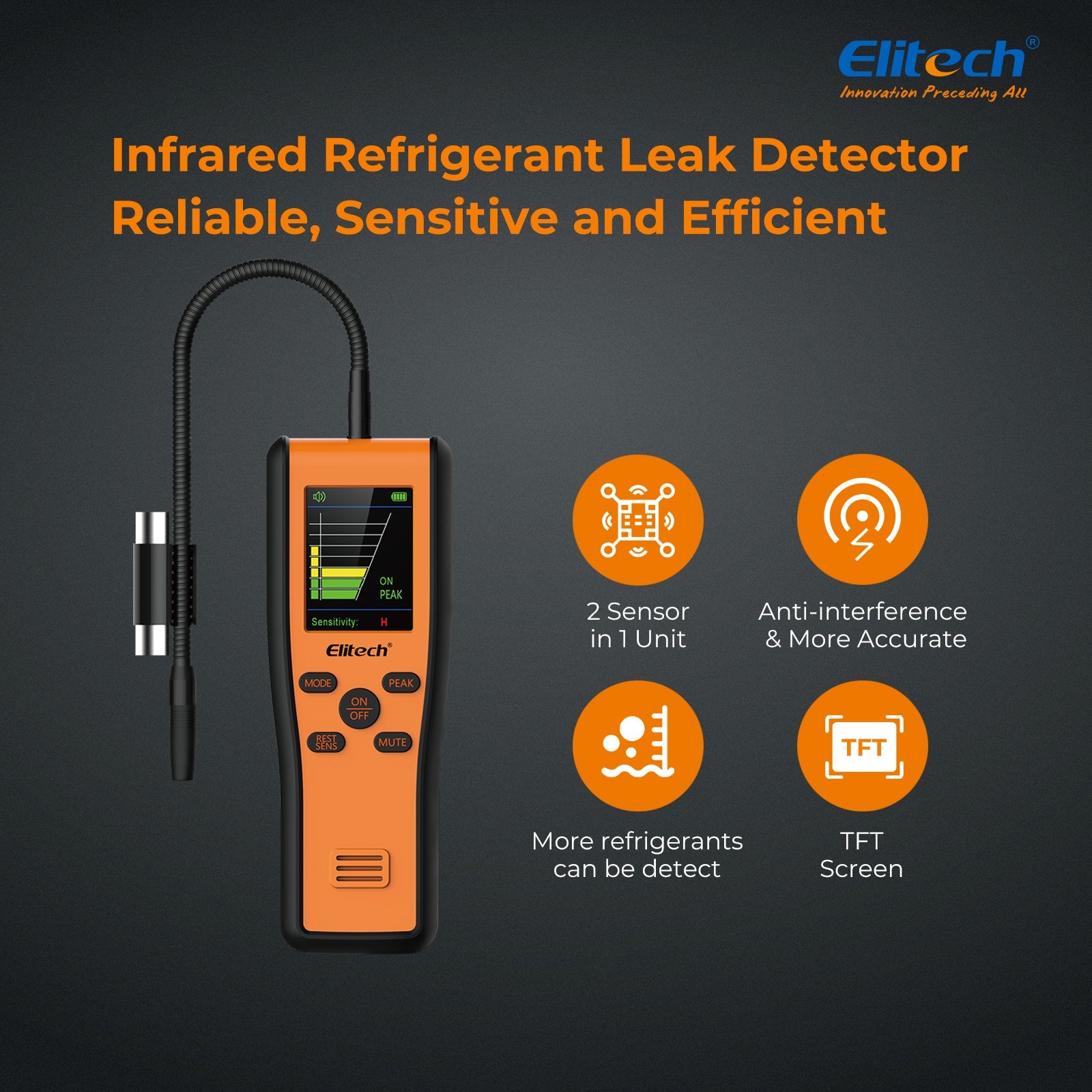 Elitech IR-200 Infrared & Heated Diode Refrigerant Leak Detector for Air Conditioner and Automotive Repair - Elitech Technology, Inc.