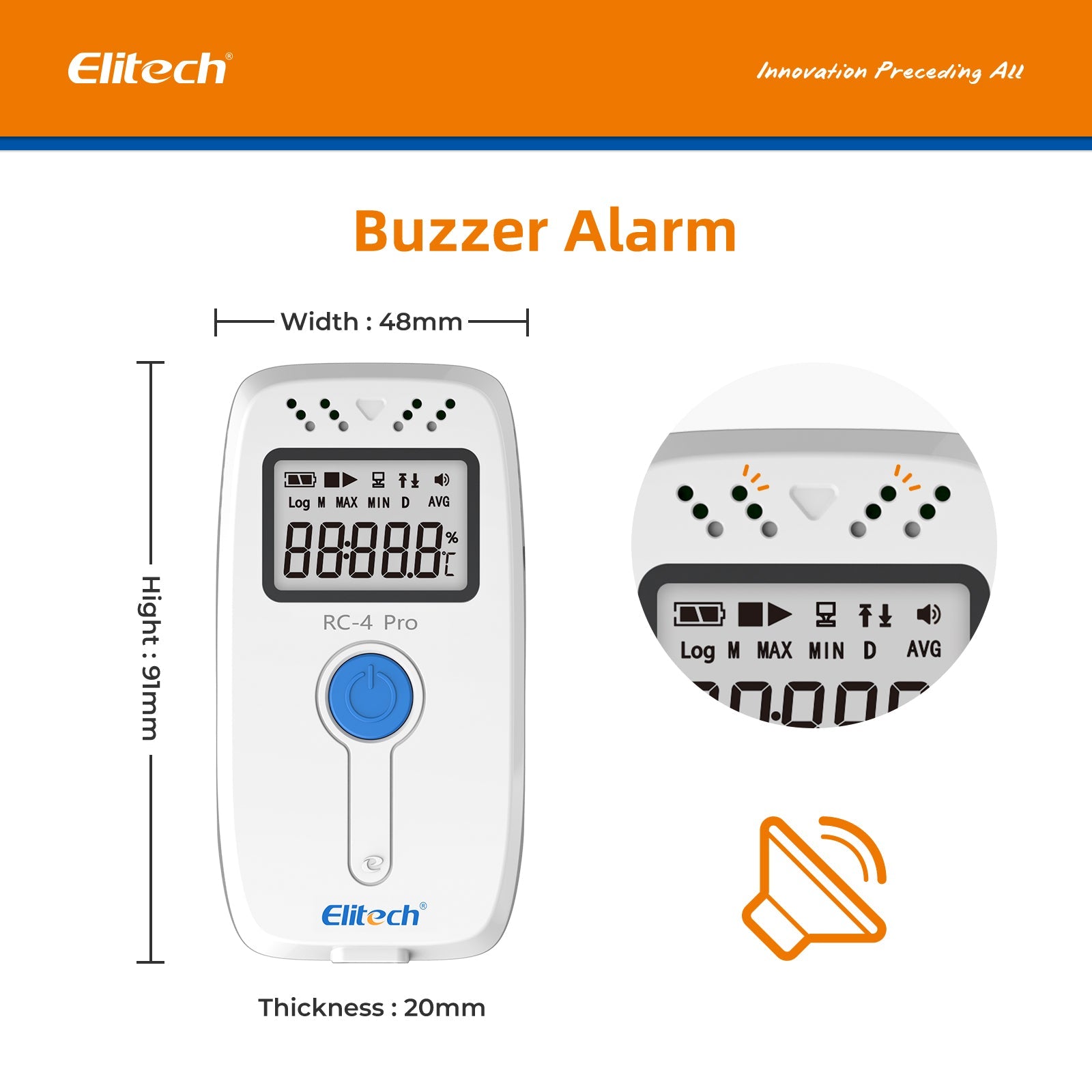 Elitech PDF USB Digital Temperature Data Logger Reuseable Recorder DDL 64000 Points High Accuracy, Shadow Data, Built - in Buzzer, Auto PDF CSV Report, Windows/MacOS Software, RC - 4 Pro, RC - 4H Pro - Elitech Technology, Inc.