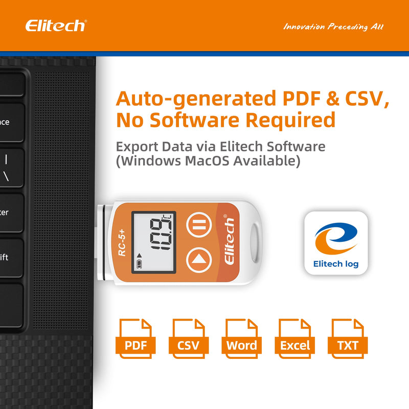 Elitech RC-5+ Reusable USB Temperature Data logger with Auto PDF Report - Elitech Technology, Inc.