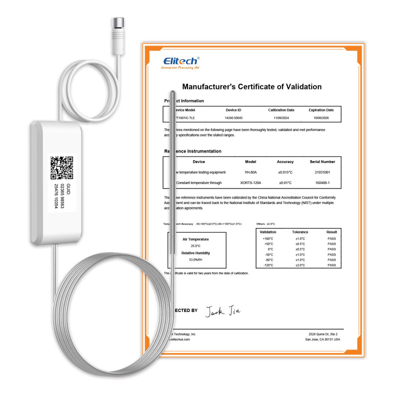 Elitech RCW - 360Plus - WG - DC 【One Ultra - Low Temperature Probe】Probe Length: 3m(9.9ft). Measuring Range: - 200~150℃( - 328~302℉), Accuracy: ±0.5℃(0.9℉), PT100IIC - TLE - H - Elitech Technology, Inc.