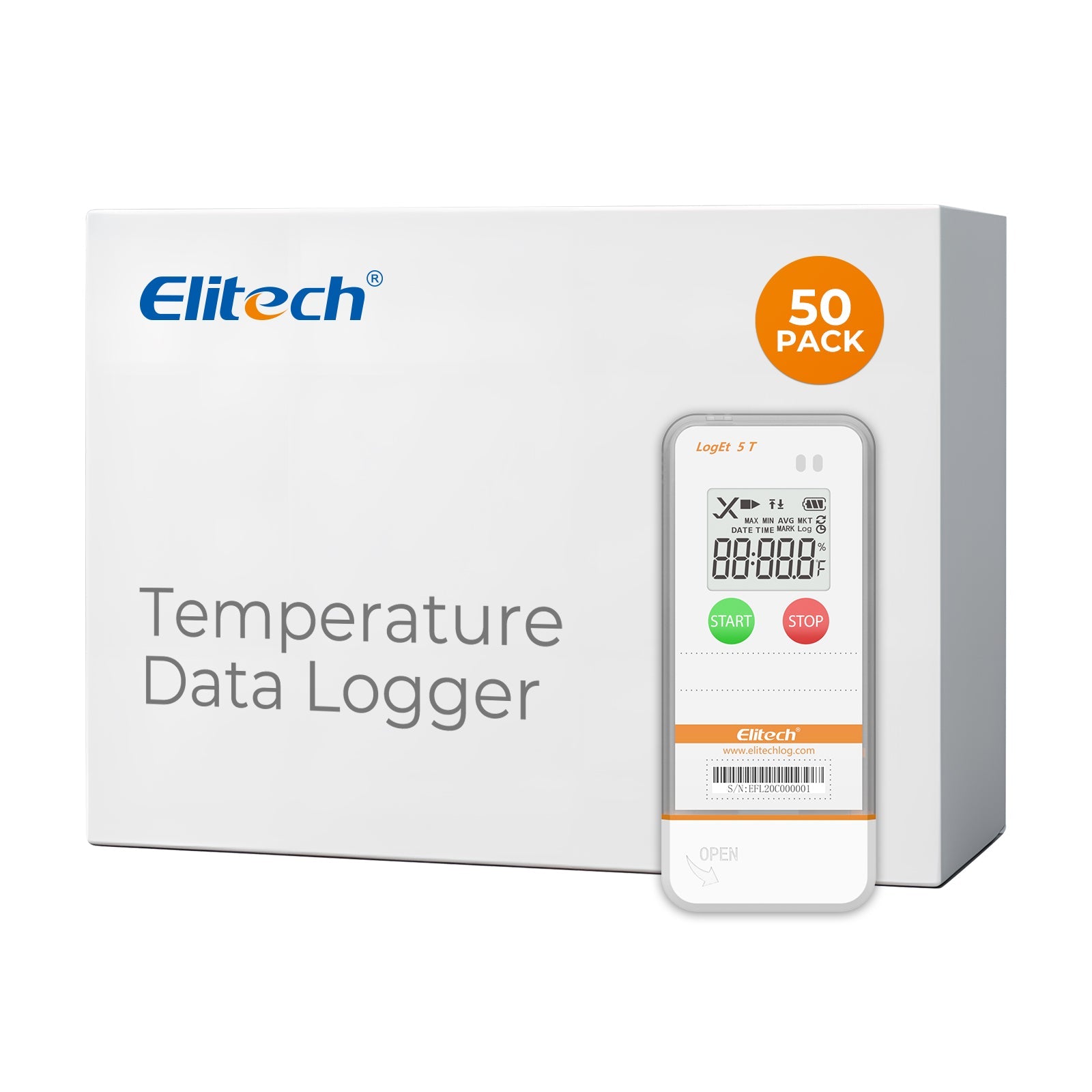 Elitech USB Digital Temperature Data Logger Reusable Recorder with Shadow Data 32000 Points , Auto PDF/ CSV Report, for Windows/MacOS, Refrigerator Thermometer LogEt5T - Elitech Technology, Inc.