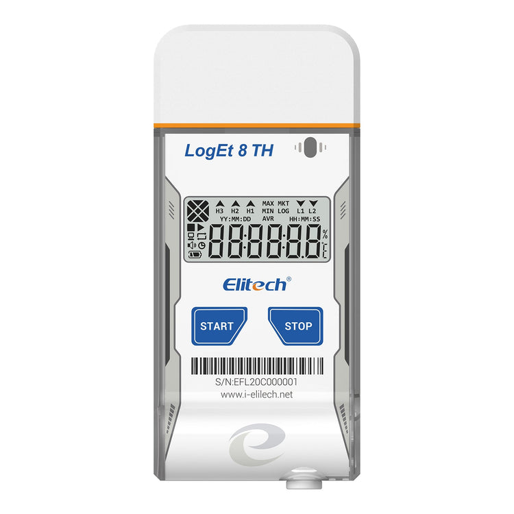Elitech USB Digital Temperature Humidity Data Logger ( - 30 ~ 70°C/ - 22 ~ 158℉) Accuracy of±0.3℃/±0.6℉, Reusable Recorder with Shadow Data 16000 Points, Auto PDF Report, for Windows/MacOS, LogEt8TH - Elitech Technology, Inc.