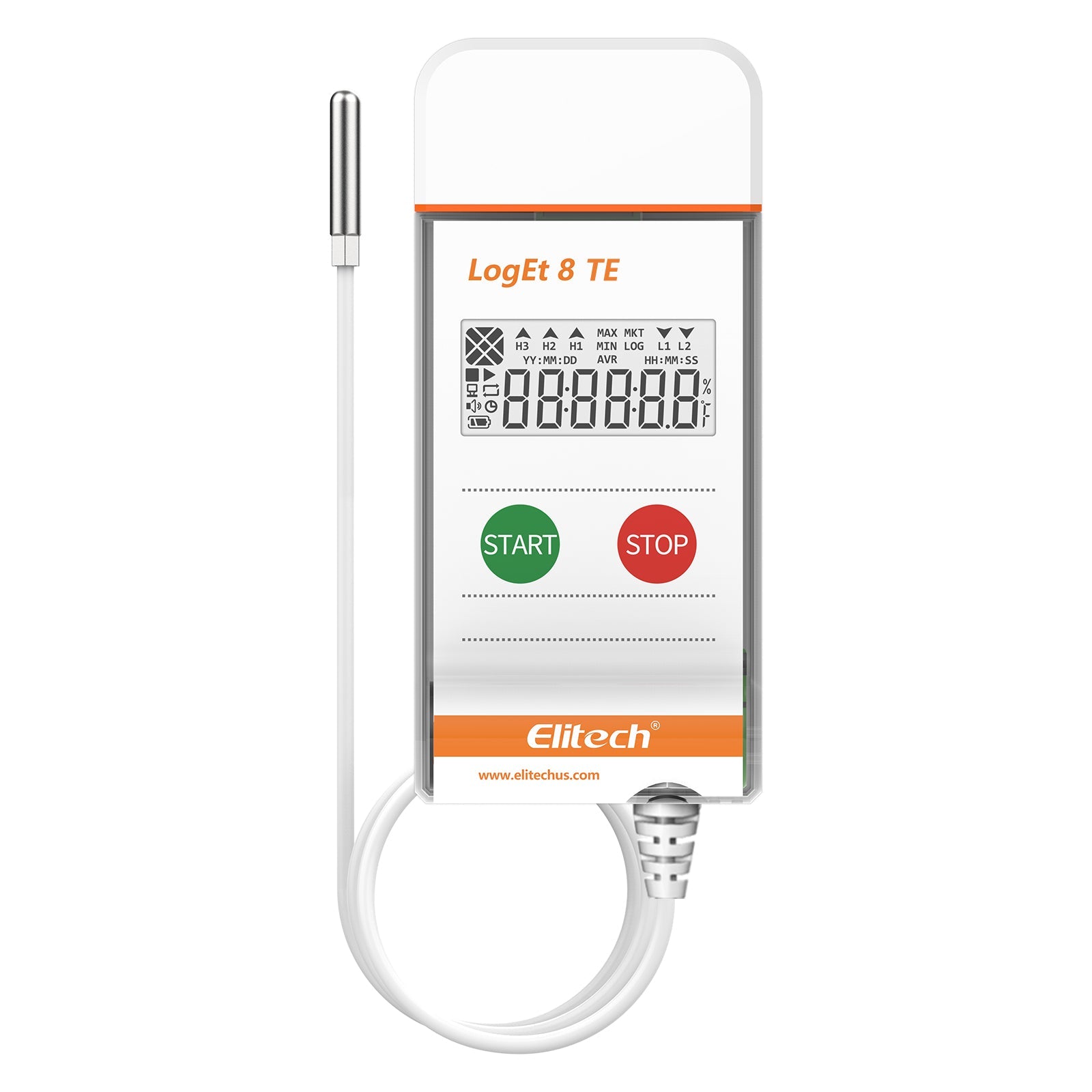 Elitech USB Temperature Data Logger Reusable Temperature Recorder Refrigerator Thermometer High Accuracy External Temperature Sensor, Auto PDF Report USB Port 32000 Points LogEt 8 TE, - 40～85℃ - Elitech Technology, Inc.