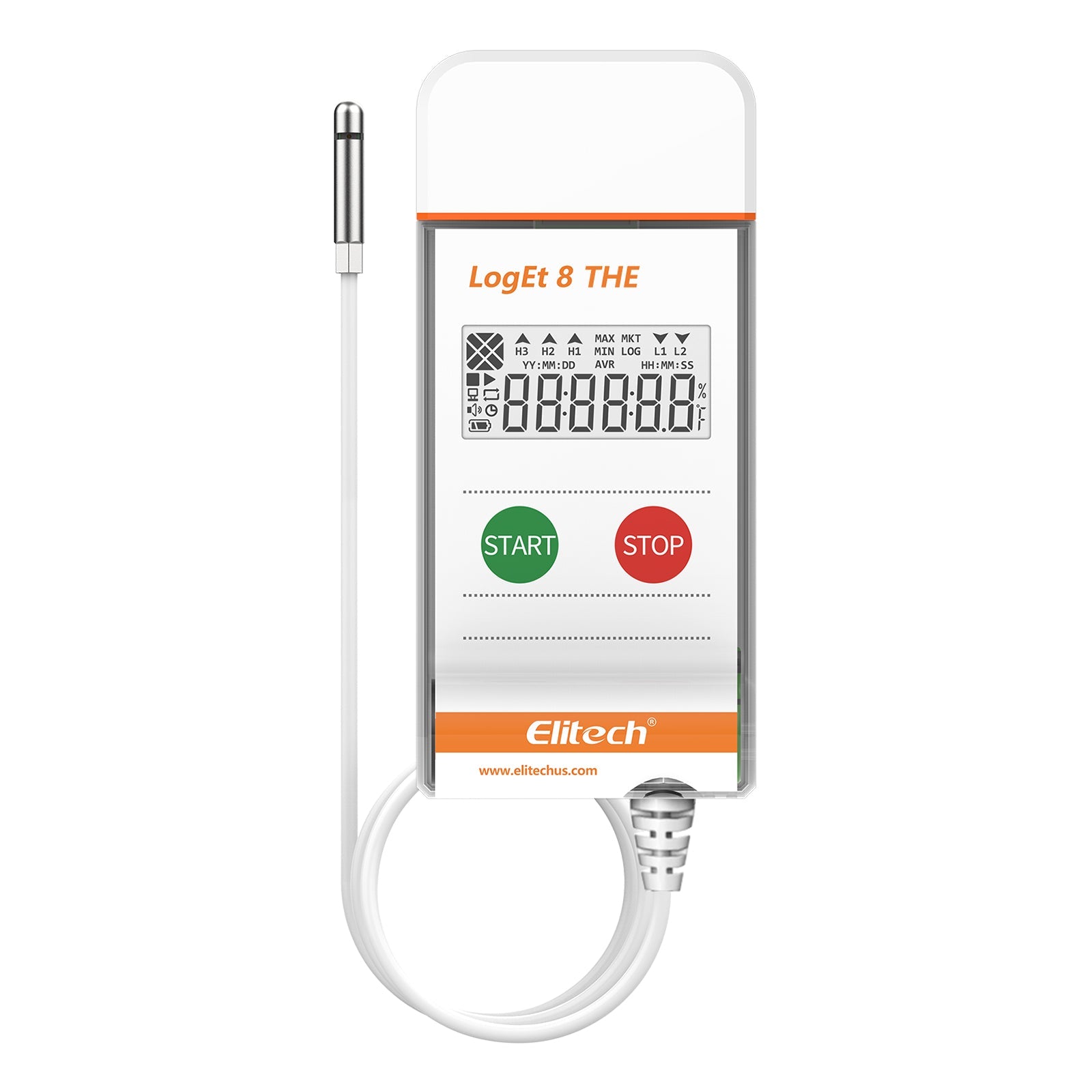 Elitech USB Temperature Humidity Data Logger Reusable Temperature Recorder High Accuracy External Temperature Humidity Sensor, Auto PDF Report USB Port 32000 Points LogEt 8 THE, - 40～85℃, 0～100% RH - Elitech Technology, Inc.