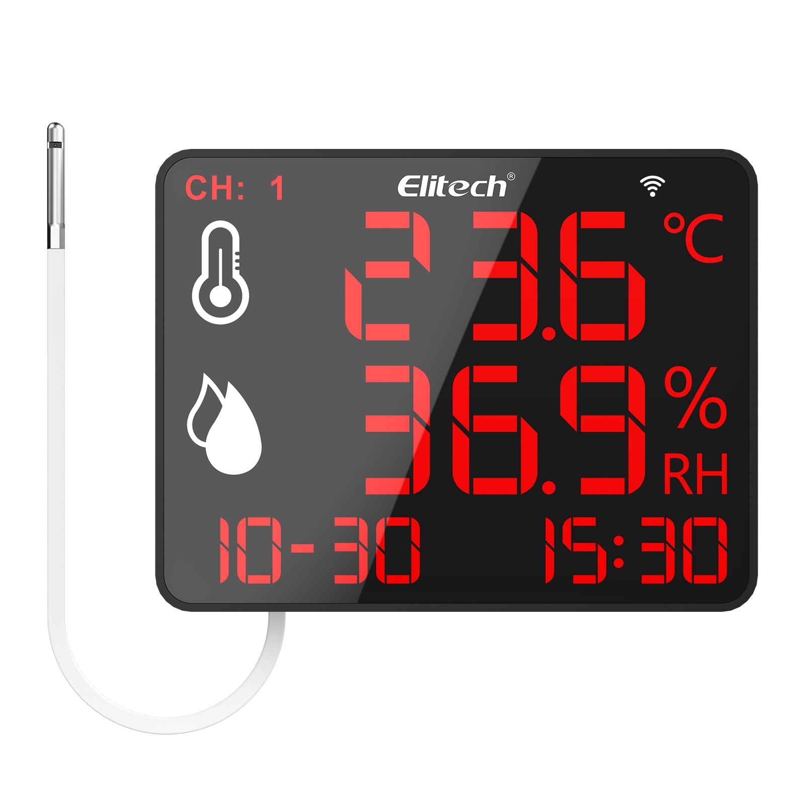 Elitech WiFi Real - time High Accuracy Digital Thermometer Hygrometer Data Logger 30000 Points, Humidity Temperature Monitor With Calibration Certificate for Audit, For Greenhouse/ Warehouse/ Lab/ Hospital DR - 230W - Elitech Technology, Inc.