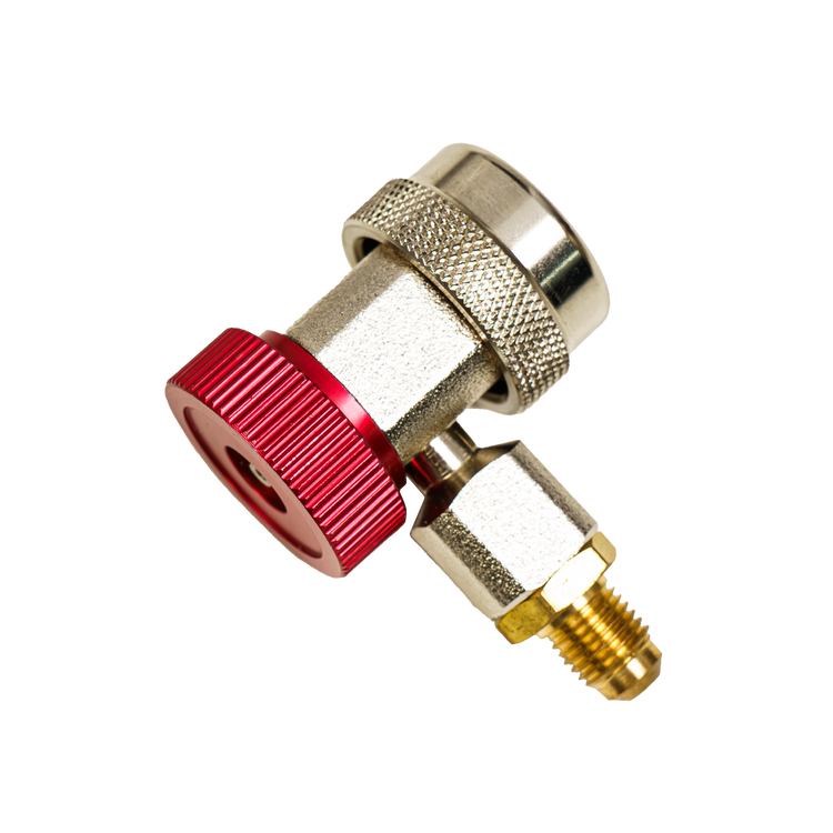 R134a High Side Quick Coupler — A/C Manifold Adapter, 1/4" SAE, Red