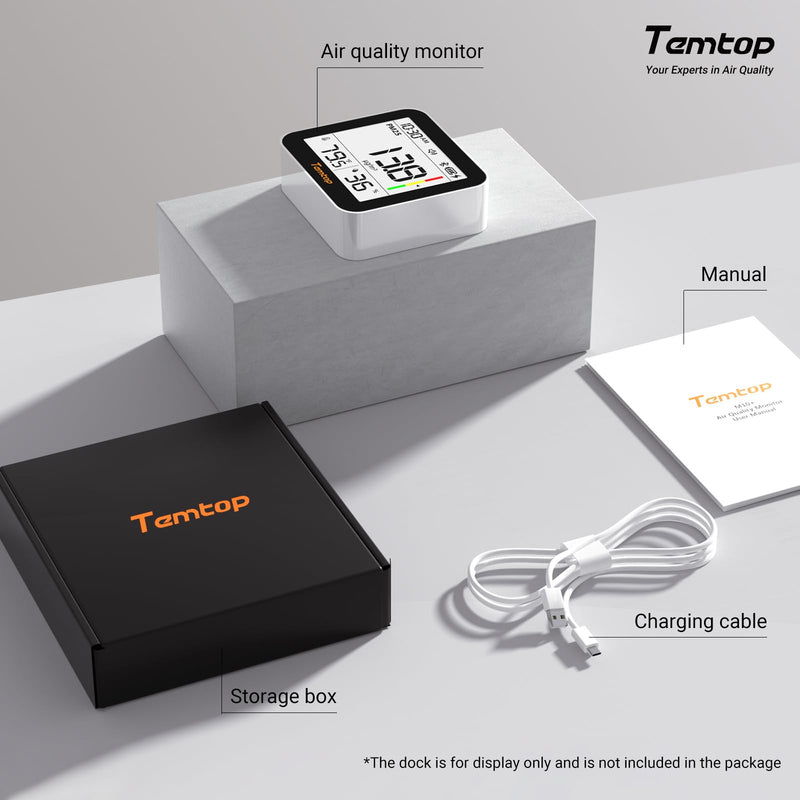 Temtop M10+ Smart Indoor Air Quality Monitor for CO2, AQI, PM2.5, VOC Temperature & Humidity with App