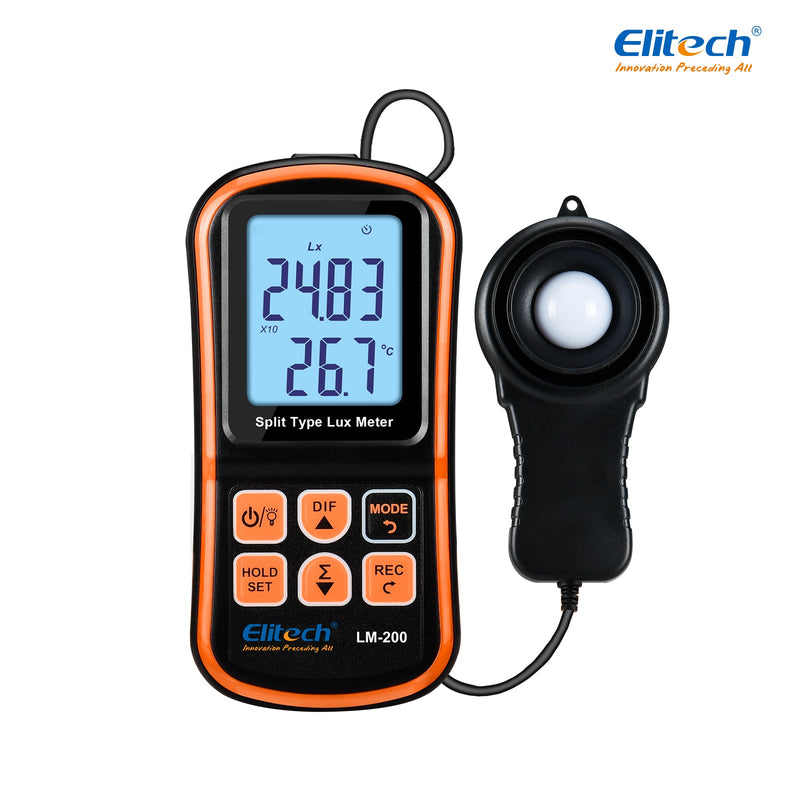 Light Meter Digital Illuminance Meter Handheld Ambient Temperature Measurer, Range up to 200,000 Lux，Ambient Temperature - Elitech Technology, Inc.