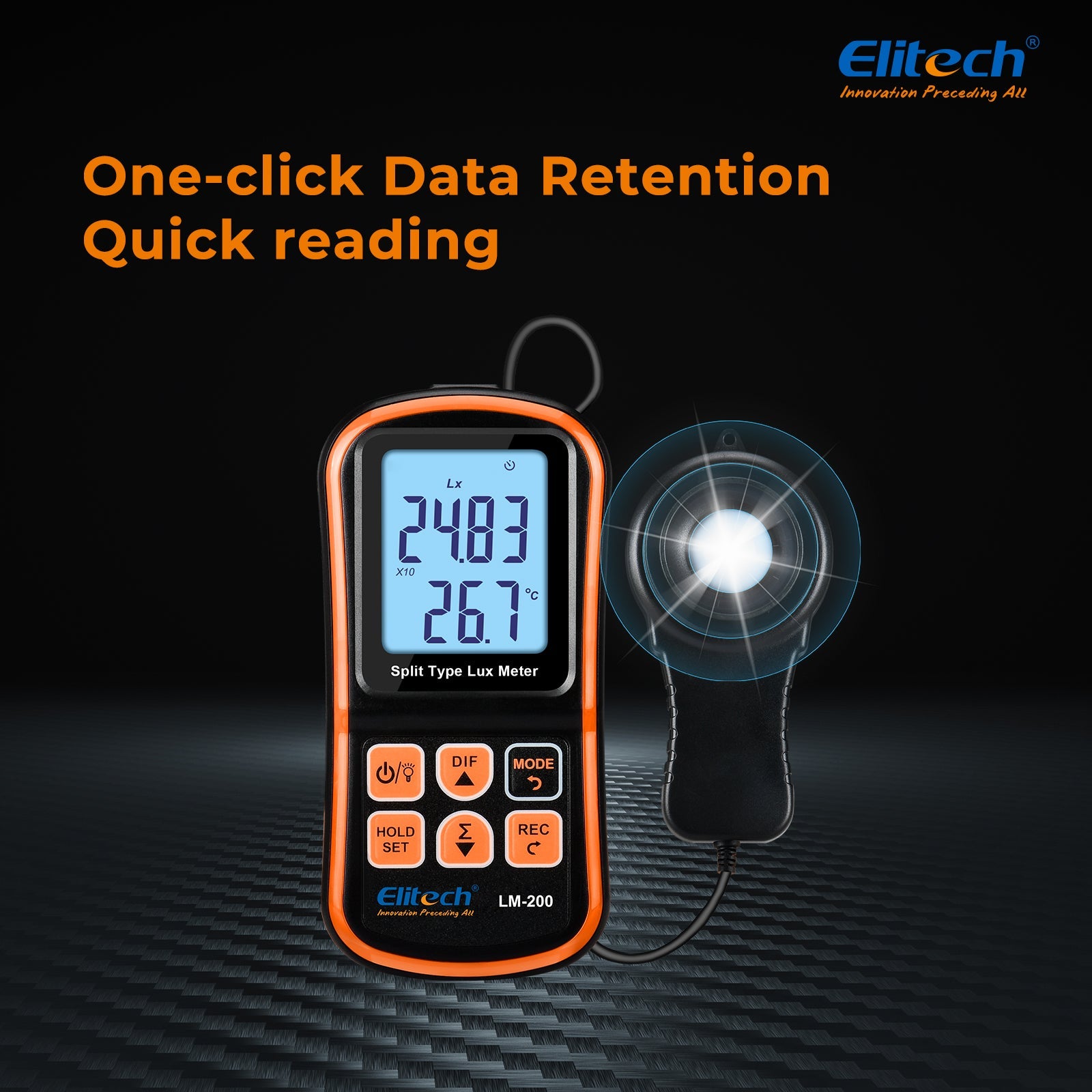 Light Meter Digital Illuminance Meter Handheld Ambient Temperature Measurer, Range up to 200,000 Lux，Ambient Temperature - Elitech Technology, Inc.