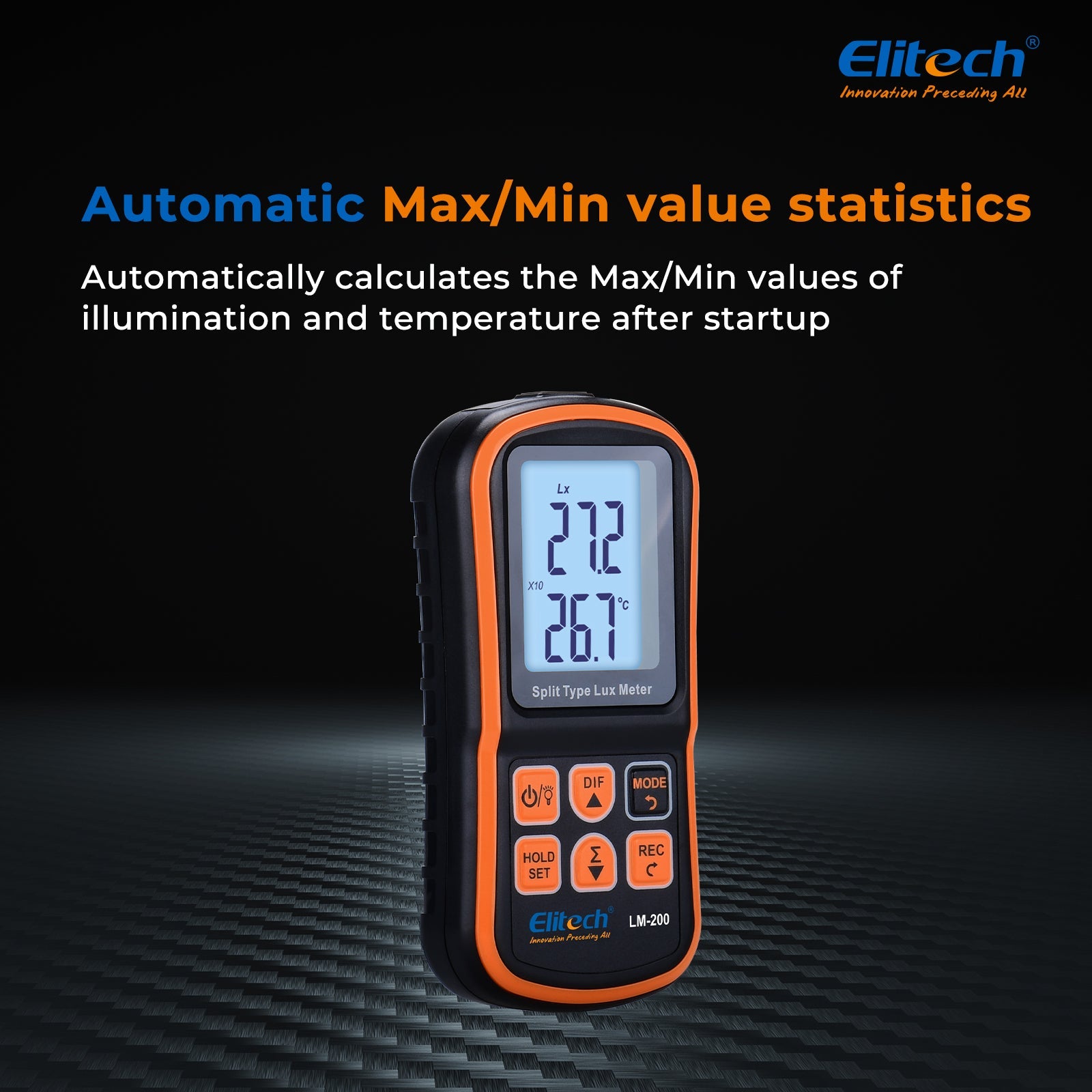 Light Meter Digital Illuminance Meter Handheld Ambient Temperature Measurer, Range up to 200,000 Lux，Ambient Temperature - Elitech Technology, Inc.