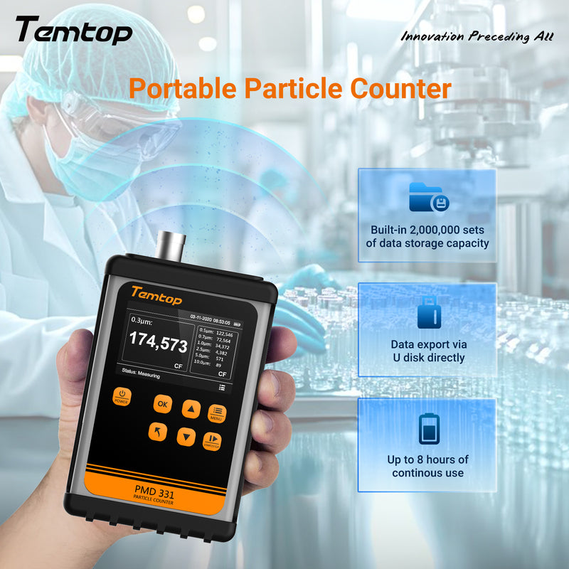 Temtop Innovative Handheld Particle Counter for Air Quality Measurement Conform to ISO Standard PMD 331