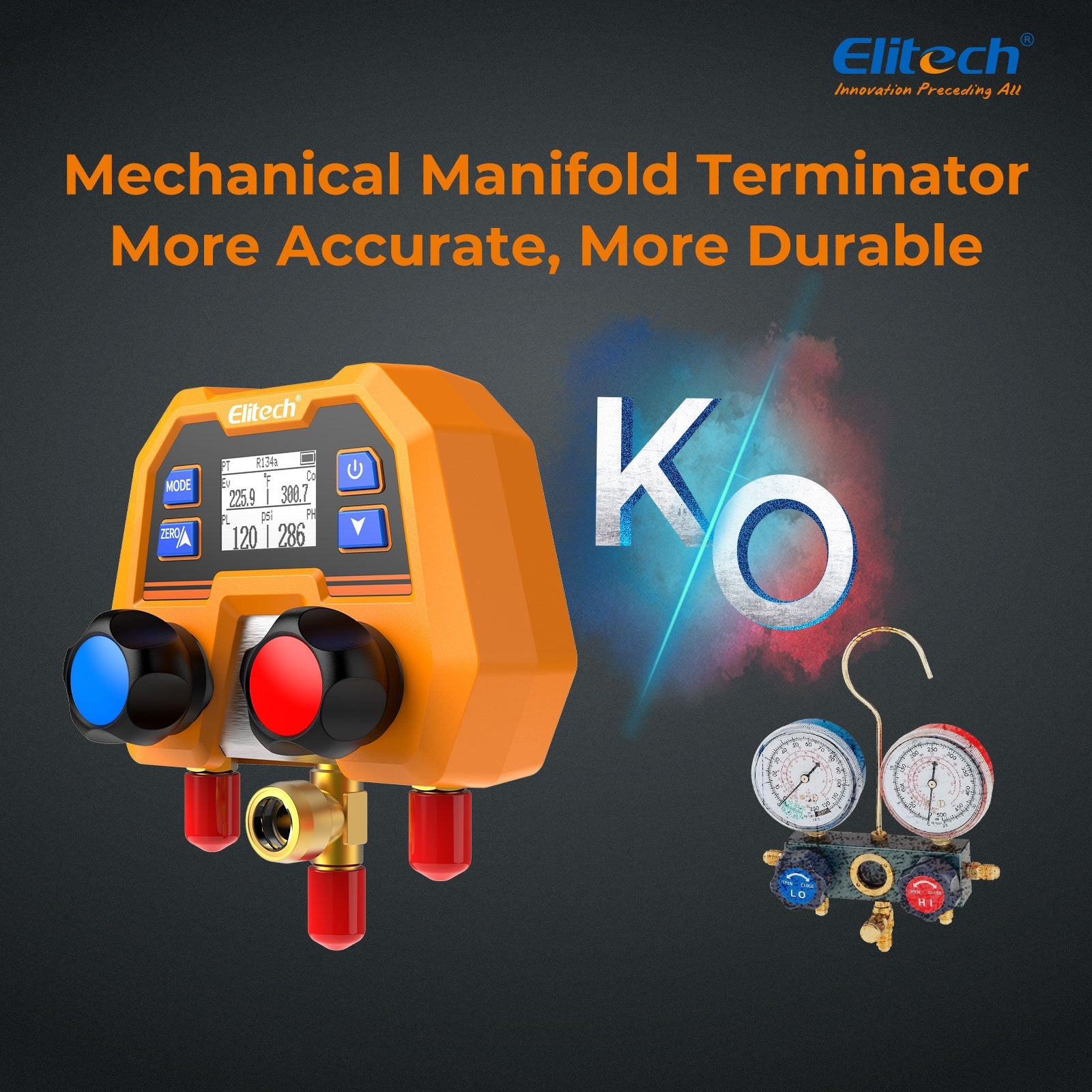(Pre - order) Elitech Digital Manifold Gauge for HVAC, Refrigeration & AC Systems – Pressure & Temperature Measurement, LCD Display, DMG - 2SE - Elitech Technology, Inc.
