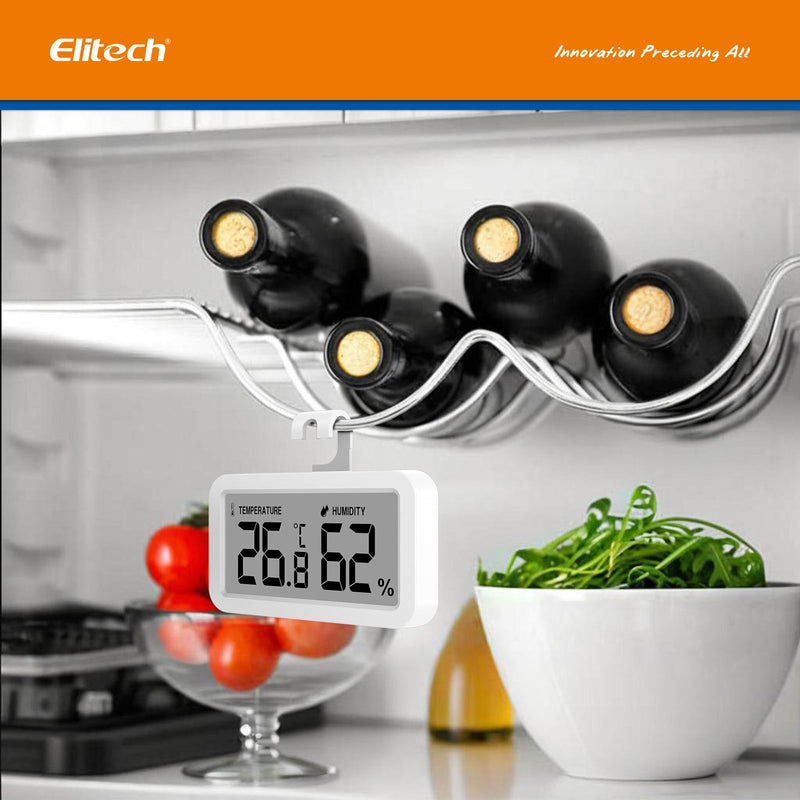 (Pre - order) Elitech Fridge Thermometer Hygrometer Digital Freeze Refrigerator Thermometer Waterproof Large LCD Display TM - 2TH - Elitech Technology, Inc.