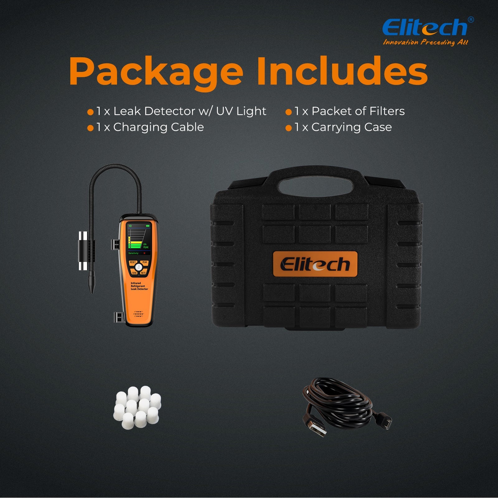 (Pre - order) Elitech Infrared Refrigerant Leak Detector ILD - 200 max High - Precision HVAC/R Leak Detection, 10 - Year Sensor Lifetime, 1g/a Ultra - Low Detection, 4 Sensitivity Levels, Rechargeable Battery, TFT Display & Sound Alarm - Elitech Technology, Inc.