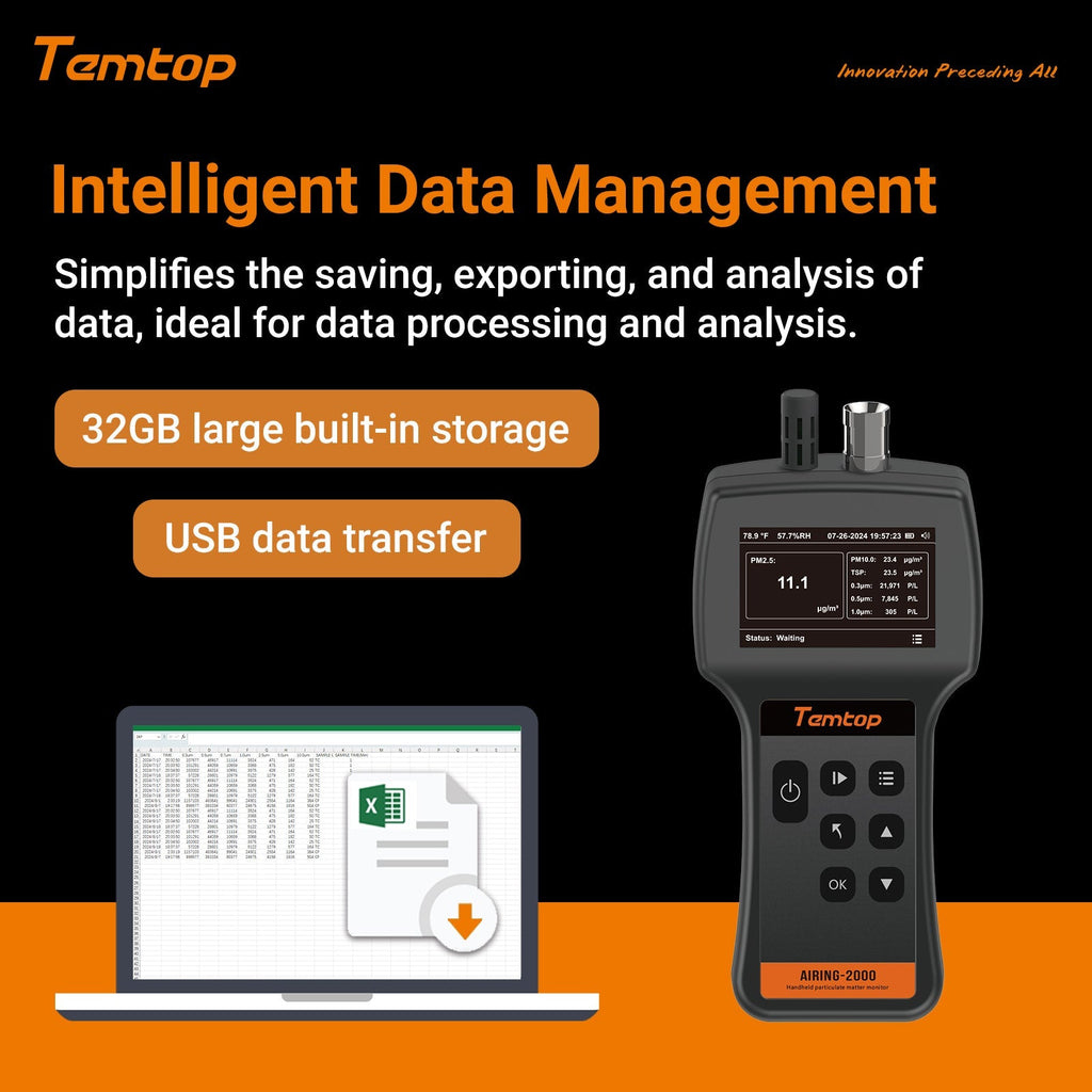 Temtop Airing 2000 Handheld Particle Counter Dust Monitor – Elitech ...