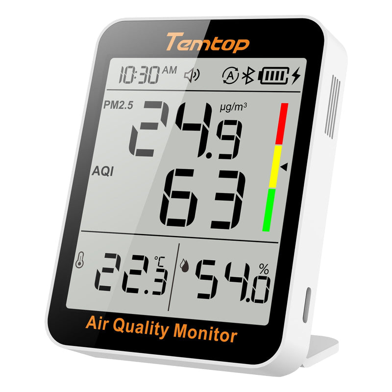 Temtop S1+ Bluetooth Indoor Air Quality Meter Temperature and Humidity AQI PM2.5 Monitor with APP Control - Elitech Technology, Inc.