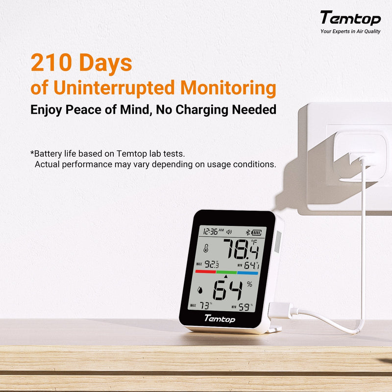Temtop T1 Bluetooth Indoor Thermometer and Hygrometer, Room Temperature Humidity Monitor - Elitech Technology, Inc.