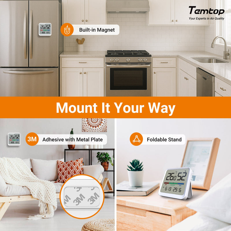 Temtop T1 - SE Indoor Thermometer Hygrometer – Digital Room Temperature and Humidity Monitor with Comfort Indicator, ℃/℉ Switch, for Home, Office, Nursery - Elitech Technology, Inc.