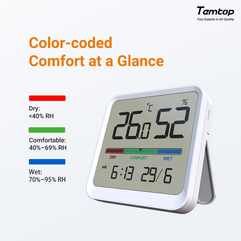 Temtop T1 - SE Indoor Thermometer Hygrometer – Digital Room Temperature and Humidity Monitor with Comfort Indicator, ℃/℉ Switch, for Home, Office, Nursery - Elitech Technology, Inc.