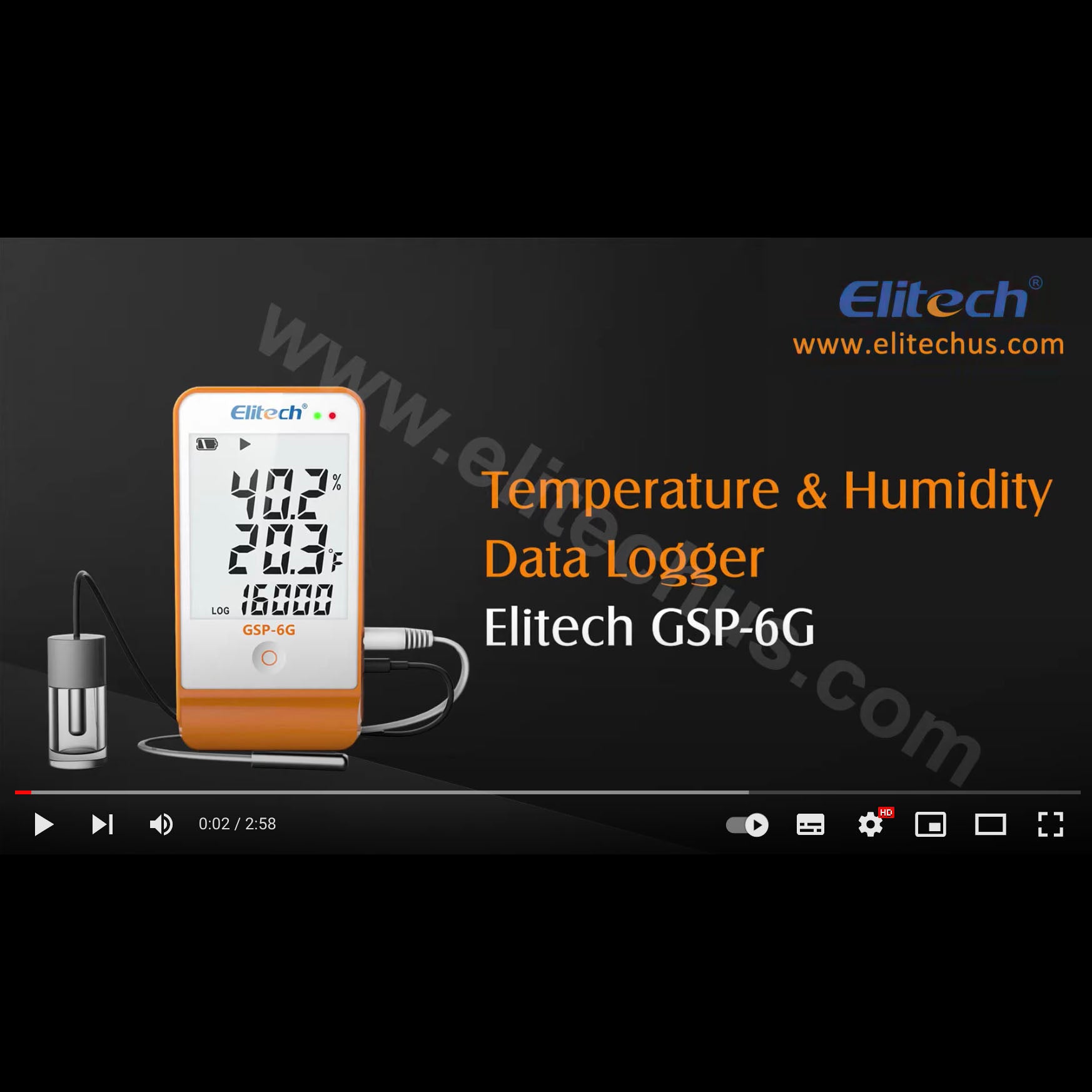 Elitech GSP-6G Digital Temperature and Humidity Data Logger with Detachable Buffered Probe with Calibration Certificate