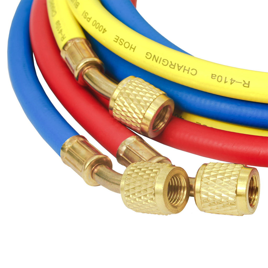 3 Tuyaux De Charge Réfrigérant R410A 35 Pouces - Pression 800-4000psi, Compatible 1/4" Et 5/16" - 10
