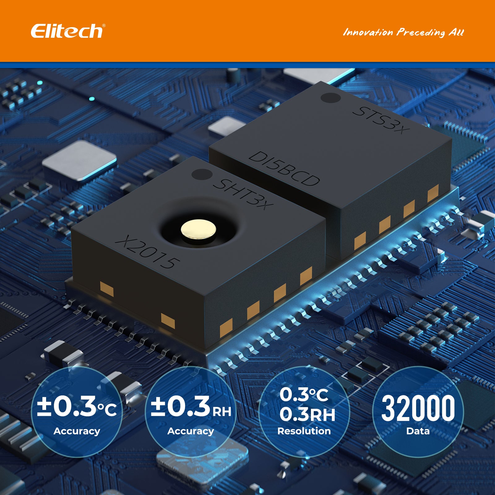 Elitech Tlog B100EH Enregistreur de données de température et d'humidité Rapport PDF réutilisable sans fil Capteur externe 32000 points