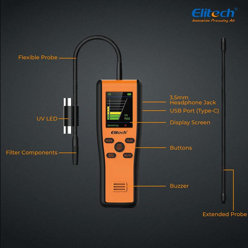 Elitech Auto Repair Solution Pack -Dual Sensor Leak Detector IR-200+ HVAC Scale SRL-100+ Intelligent HVAC Manifold Gauge EMG-40V+Vacuum Pump SVP-9 - Elitech Technology, Inc.