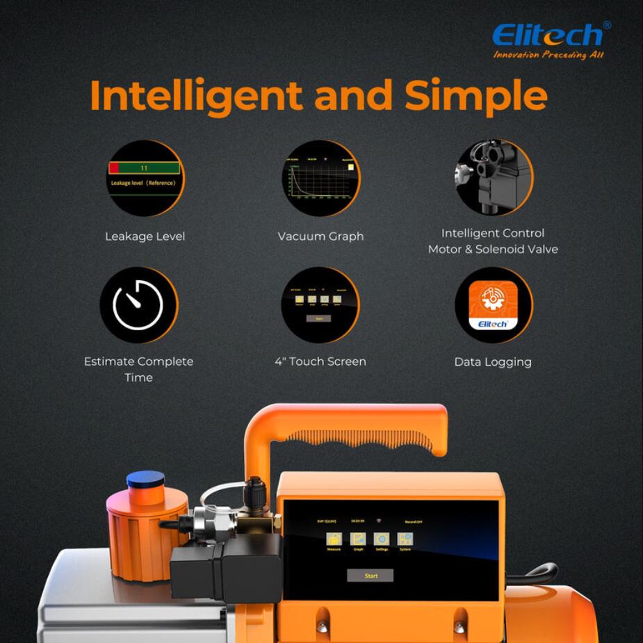 Elitech Auto Repair Solution Pack -Dual Sensor Leak Detector IR-200+ HVAC Scale SRL-100+ Intelligent HVAC Manifold Gauge EMG-40V+Vacuum Pump SVP-9 - Elitech Technology, Inc.