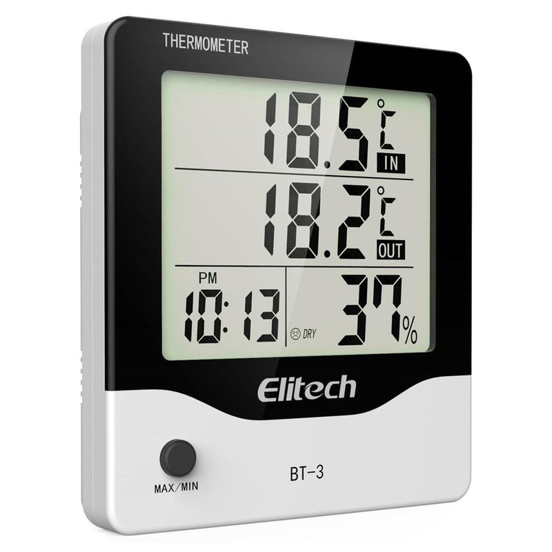 Elitech VT-10B Vaccine Thermometer with External Sensor Probe Refrigerator Freezer Thermometer for Incubator Cooler Pharmacy Audible Alarm