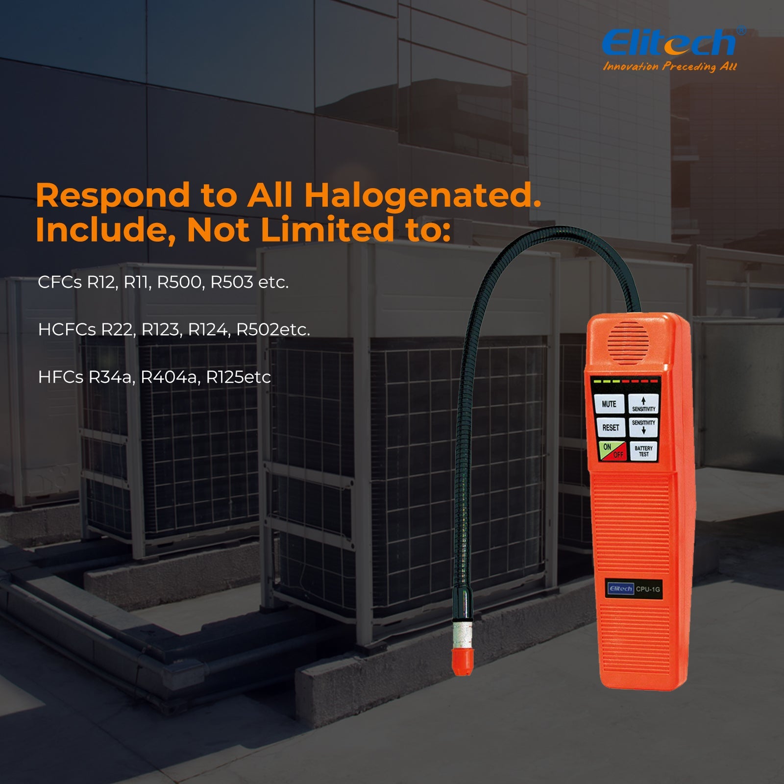 Elitech CPU-1G AC Refrigerant Leak Detector CFCs HCFCs HFCs w/ 4 Sensor Tips - Elitech Technology, Inc.