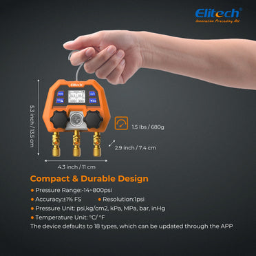 Elitech Digital Manifold Gauge App Control AC Gauges, DMG-4B，50% off for 3000 early birds - Elitech Technology, Inc.