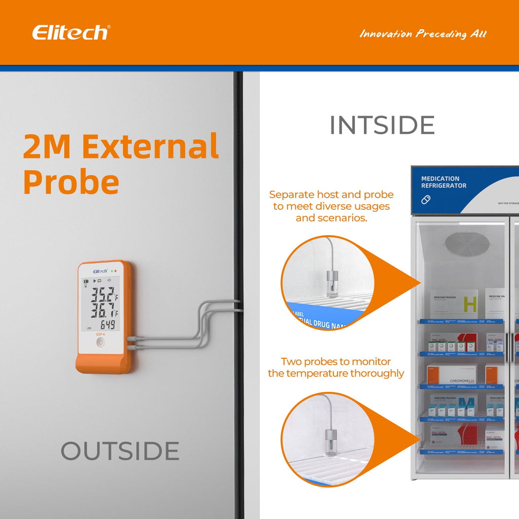 Elitech VT-10B Vaccine Thermometer with External Sensor Probe Refriger –  Elitech Technology, Inc.